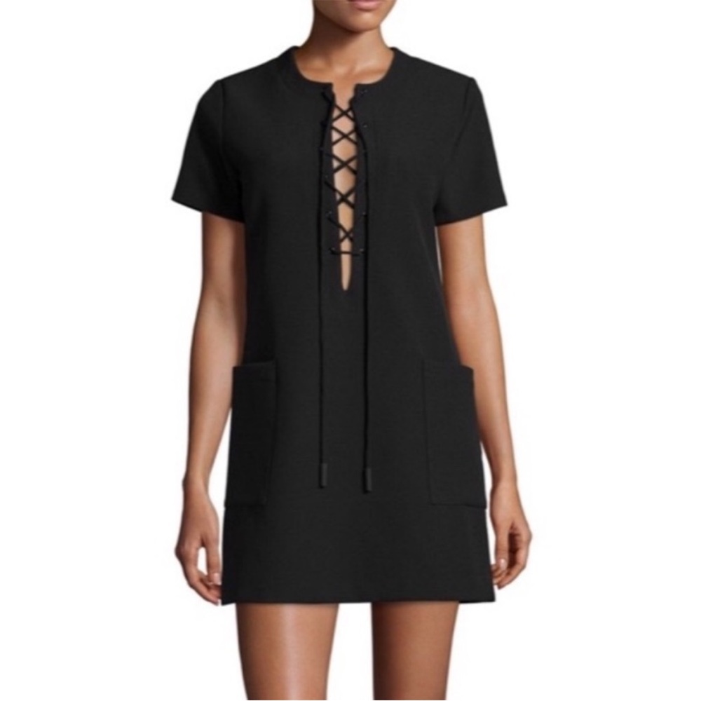 Kendall & Kylie Short Black Lace-Up Dress